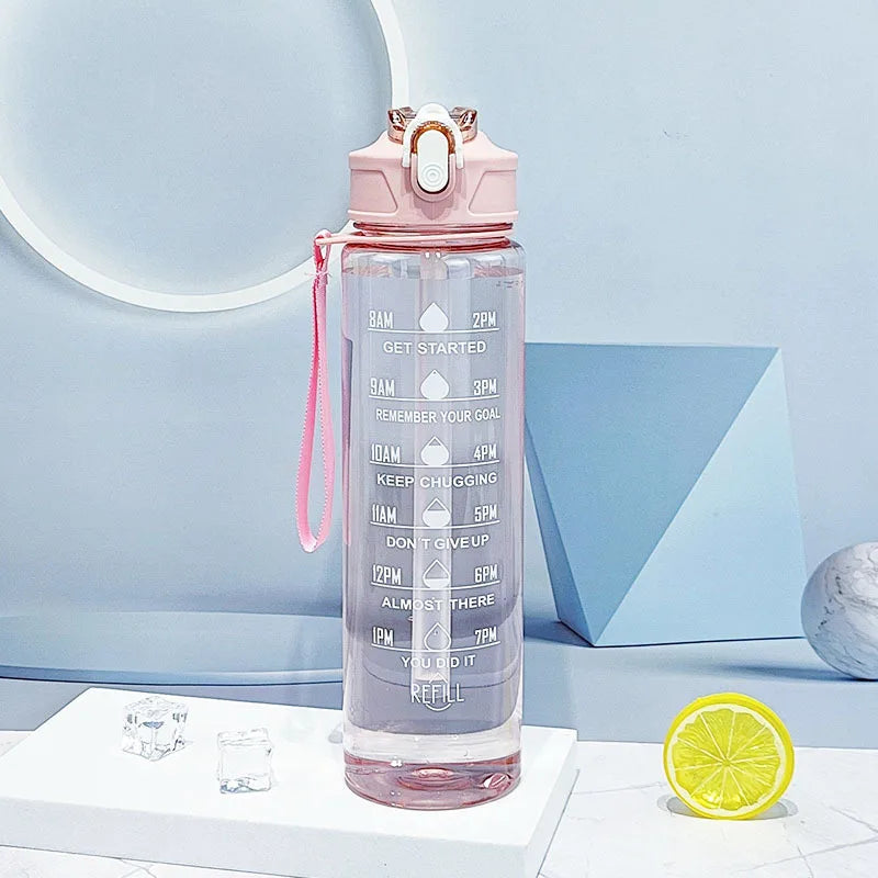 time marked water bottle
