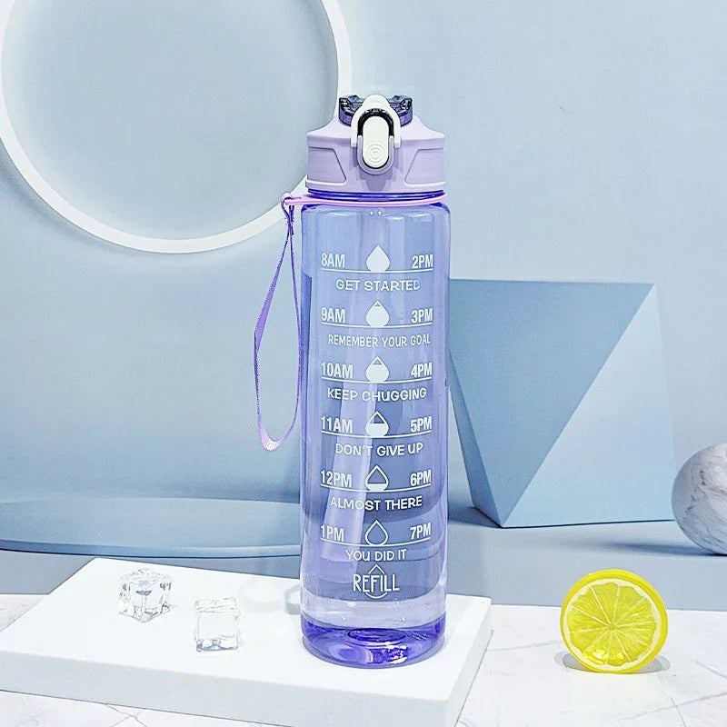 time marked water bottle