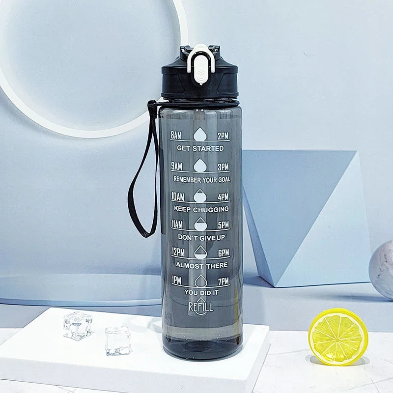 800ML Large Capacity Sports Water Bottle Leak Proof Plastic Drinking Cup With Scale Suitable For Travel Fitness Leakproof
